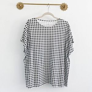 J.Jill Gingham Plaid Luxe Supima Cotton Relaxed Tee. XL.